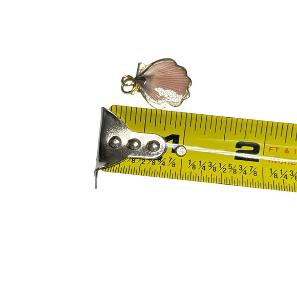 Gold Trimmed Pink Seashell Pendant Charm for Necklace or Bracelet Jewelry Making - Picture 5 of 5